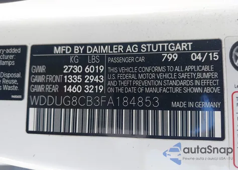 2015 Mercedes-Benz S 550 из США, поврежденный, VIN WDDUG8CB3FA184853